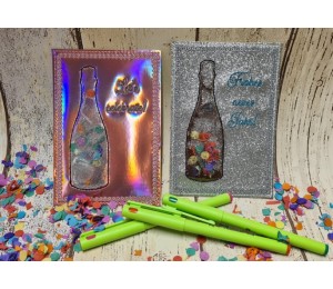 Stickdatei - Sektflasche Appli & Satin